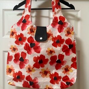 Elegant Floral Red and Black Tote Bag